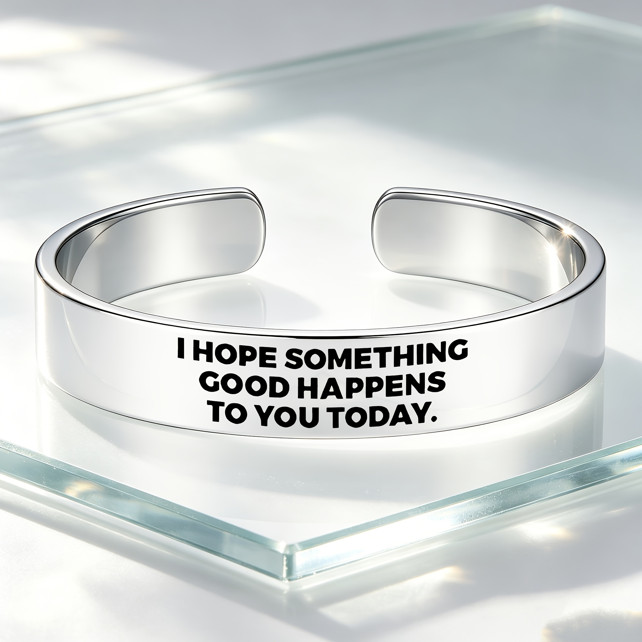 Inspirational Quote 304 Stainless Steel Open Bangle